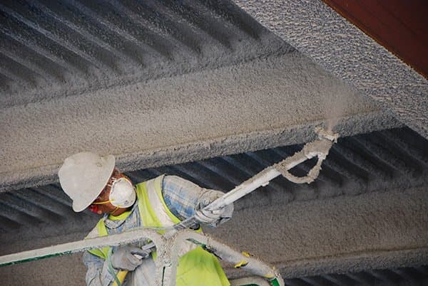 Close-up of spray-applied fireproofing material